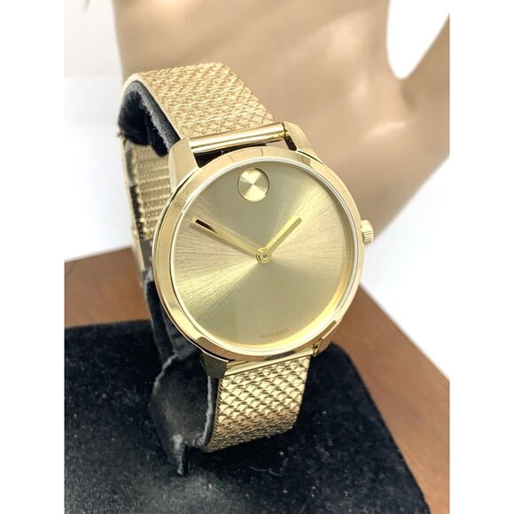 Movado Women's Watch 3600598 Bold Gold Dial Swiss Quartz Mesh Band Steel 35mm - Picture 13 of 14